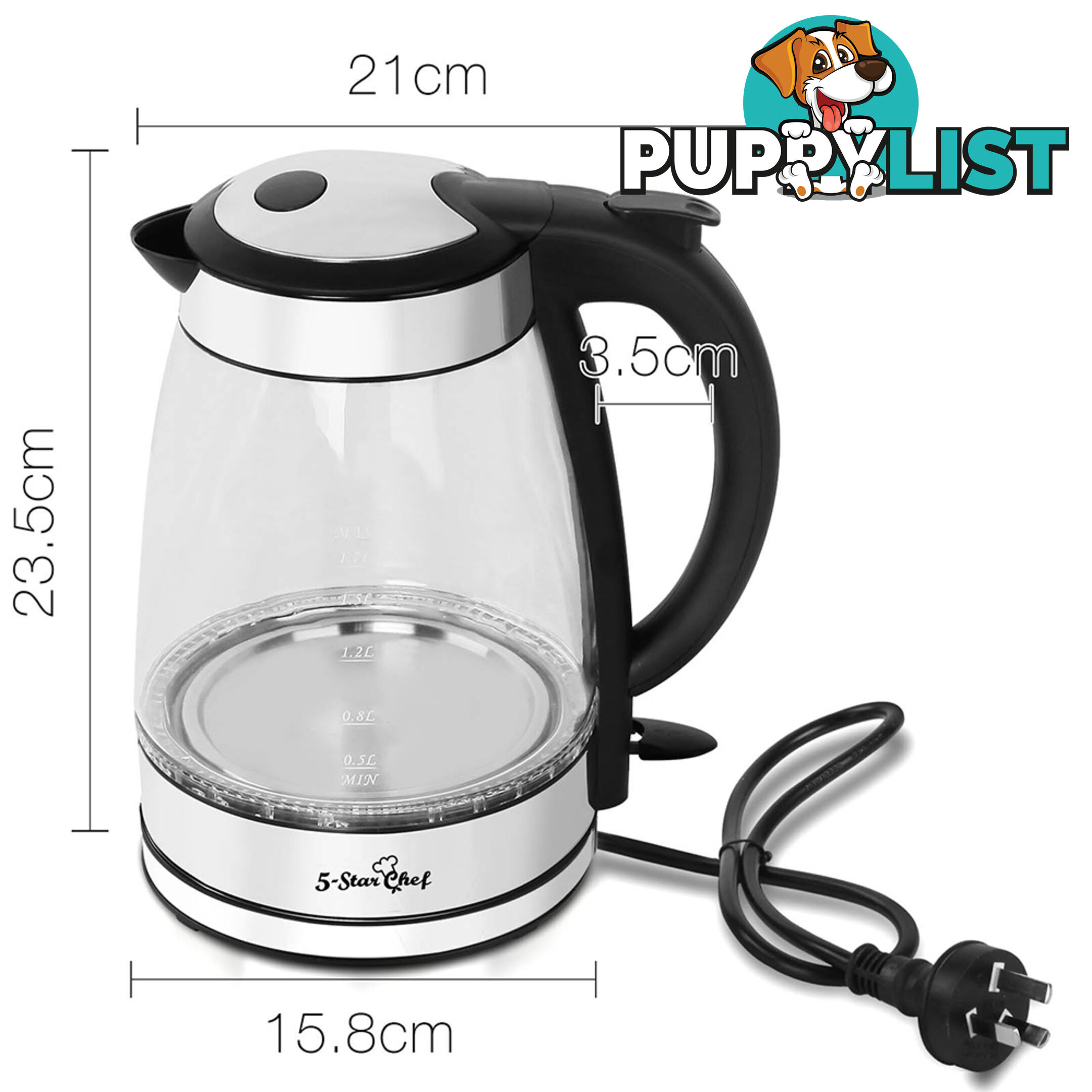 1.7L Electric Cordless LED Glass Kettle Kitchen Water Tea Boiler Jug Pot 2200W