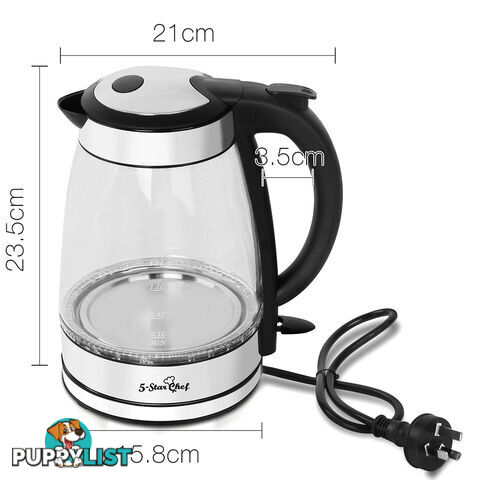 1.7L Electric Cordless LED Glass Kettle Kitchen Water Tea Boiler Jug Pot 2200W