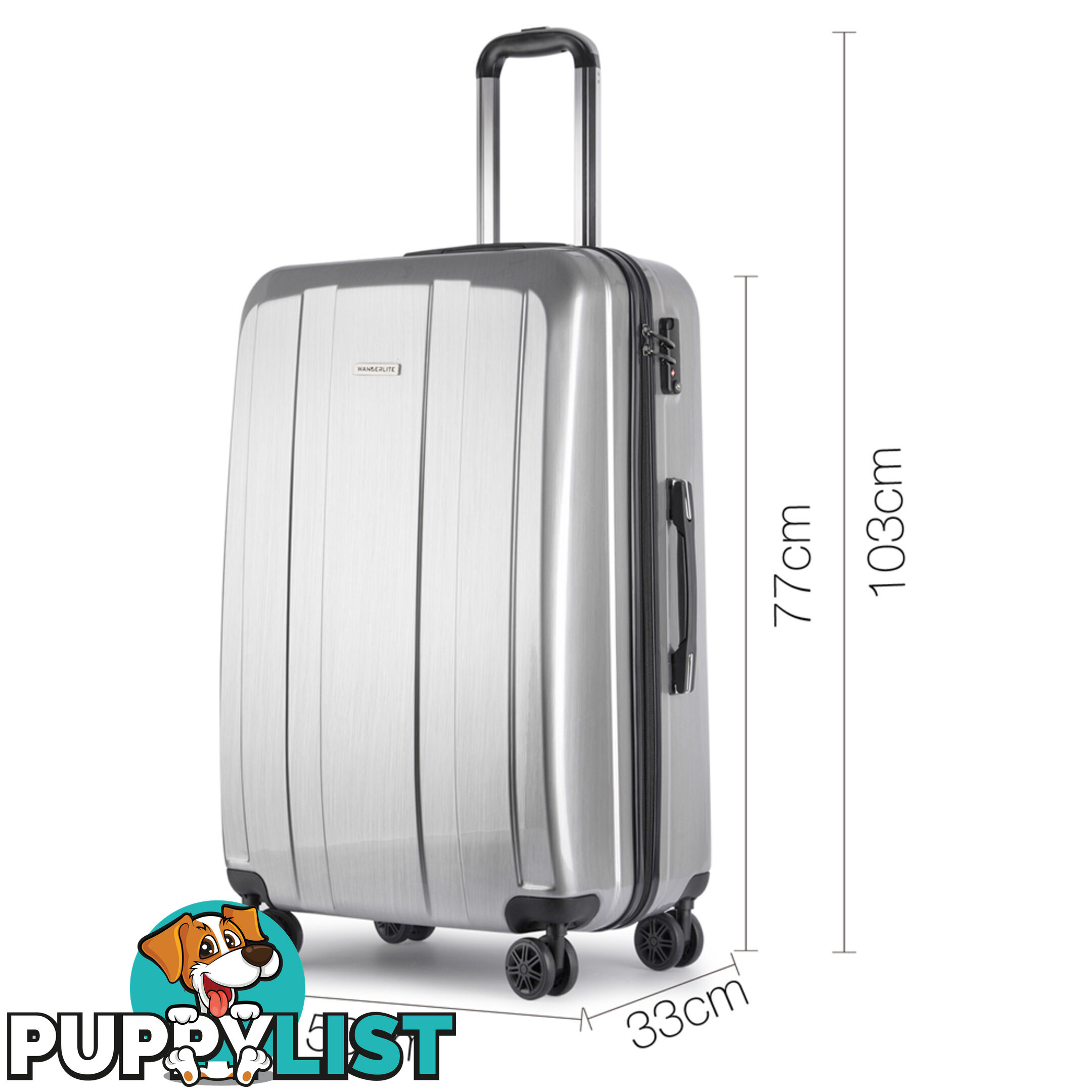 28&#34; Hard Shell Luggage 4 Wheels Suitecase TSA Lock Travel Carry On Bag Silver