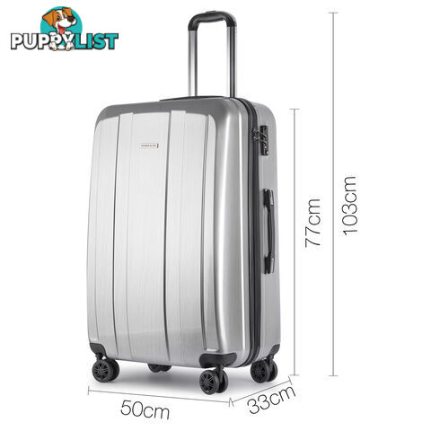 28&#34; Hard Shell Luggage 4 Wheels Suitecase TSA Lock Travel Carry On Bag Silver