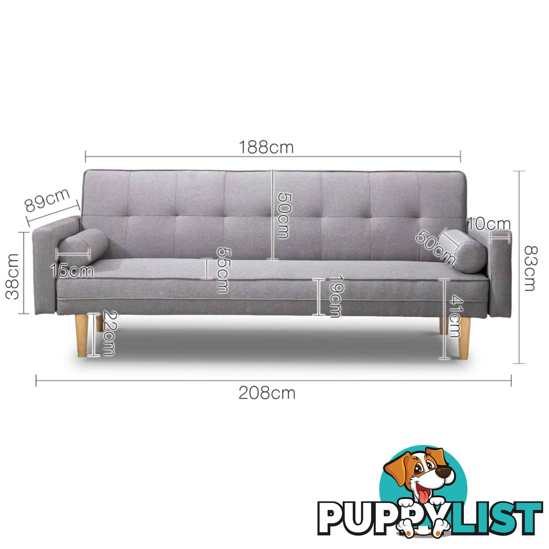 3 Seater Faux Linen Fabric Sofa