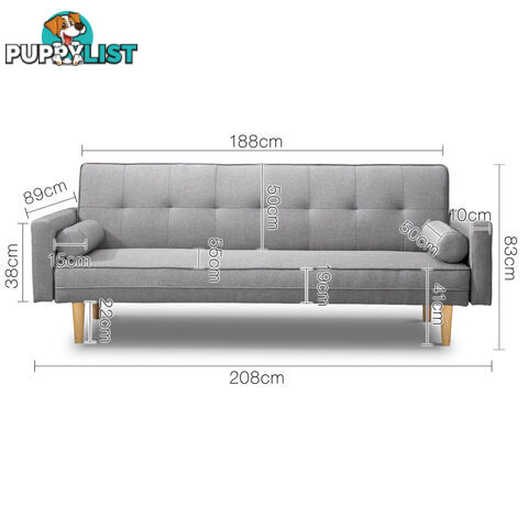 3 Seater Faux Linen Fabric Sofa