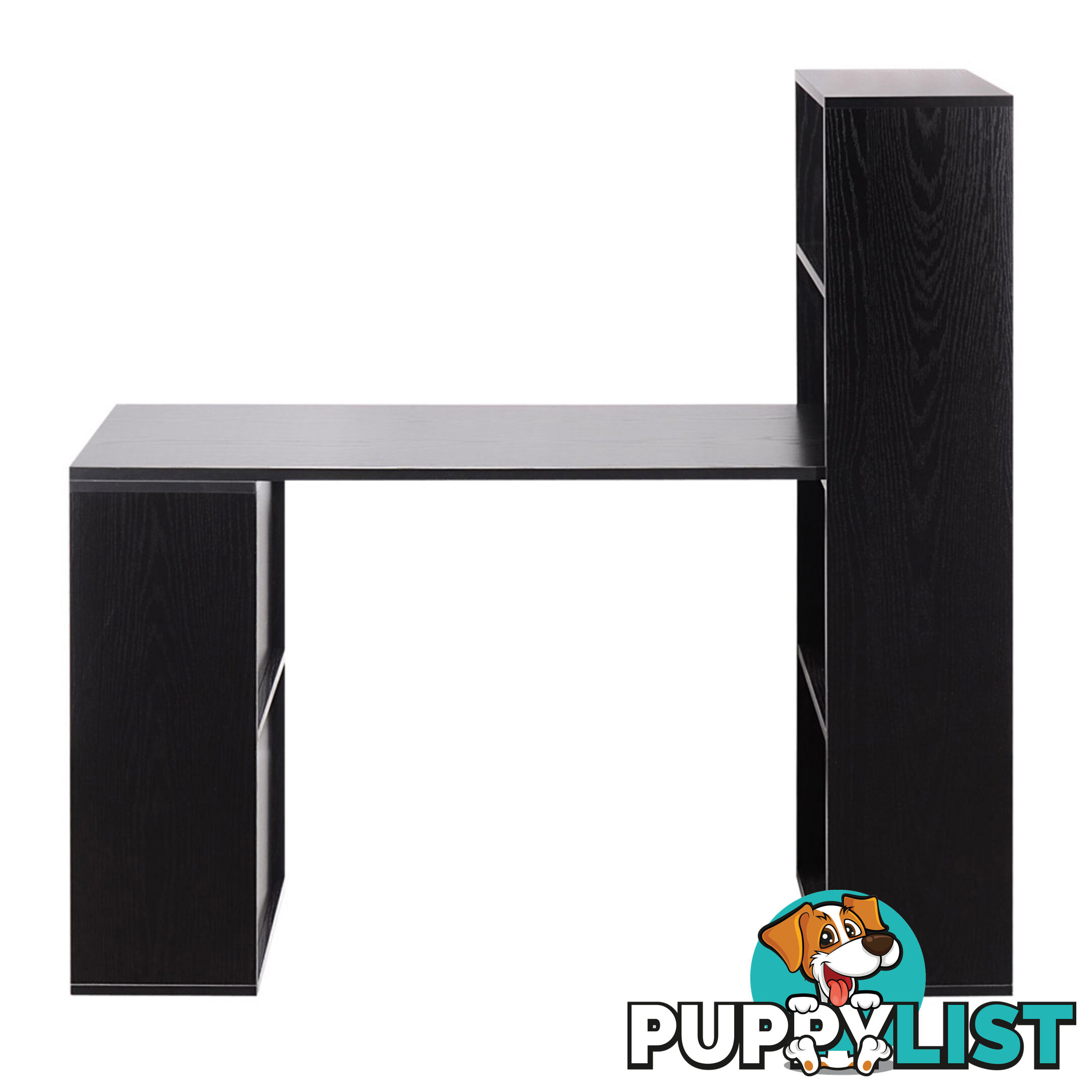 6 Storage Shelf Office Computer Desk Black