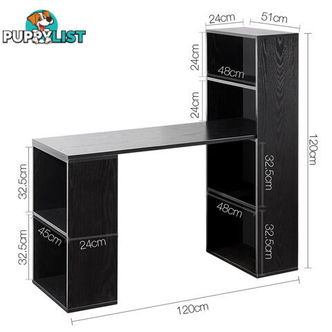 6 Storage Shelf Office Computer Desk Black