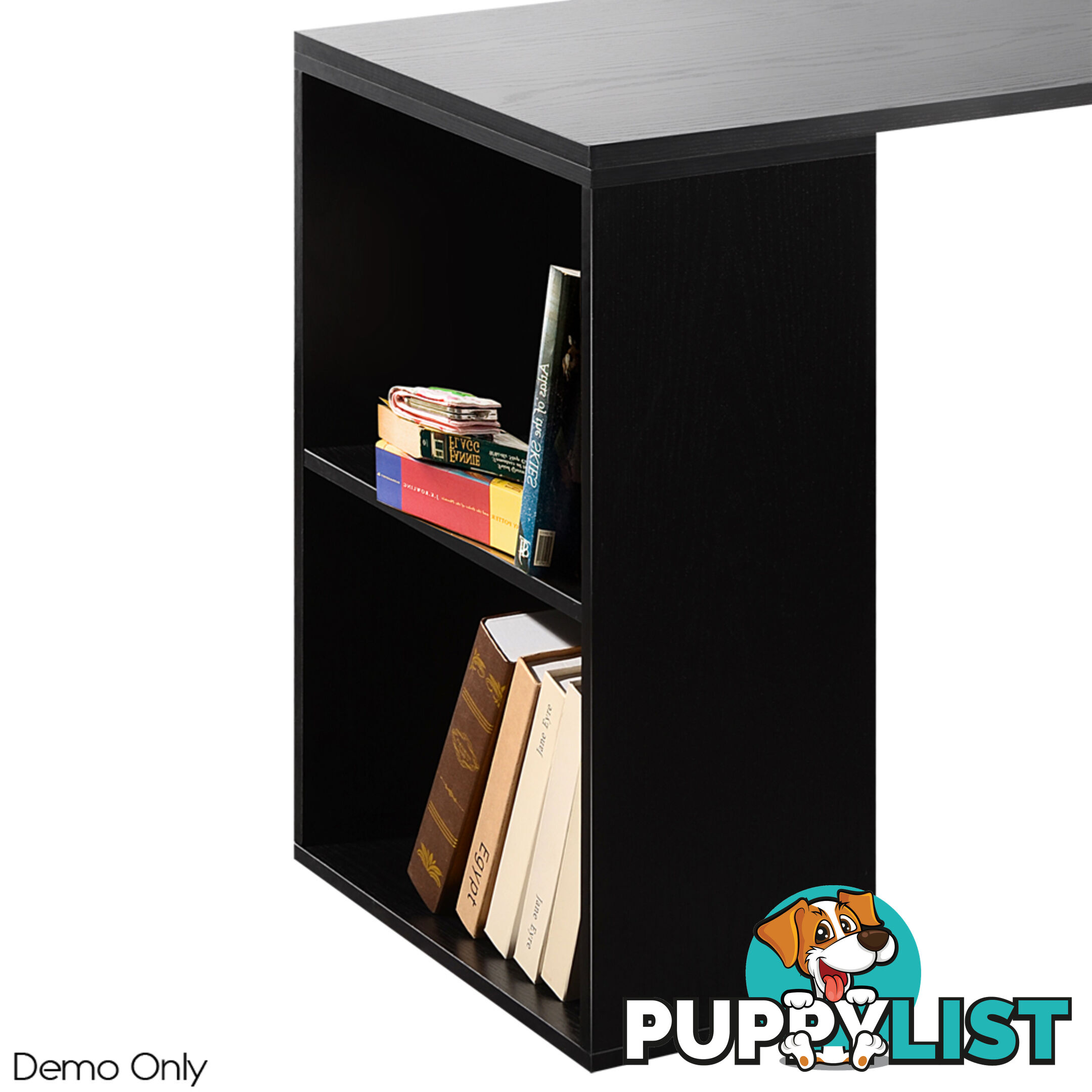 6 Storage Shelf Office Computer Desk Black