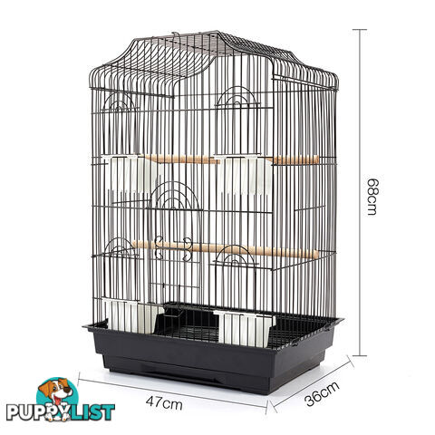 68cm Medium Bird Cage Parrot Budgie Canary Pet Carry Wrough Iron Aviary Black