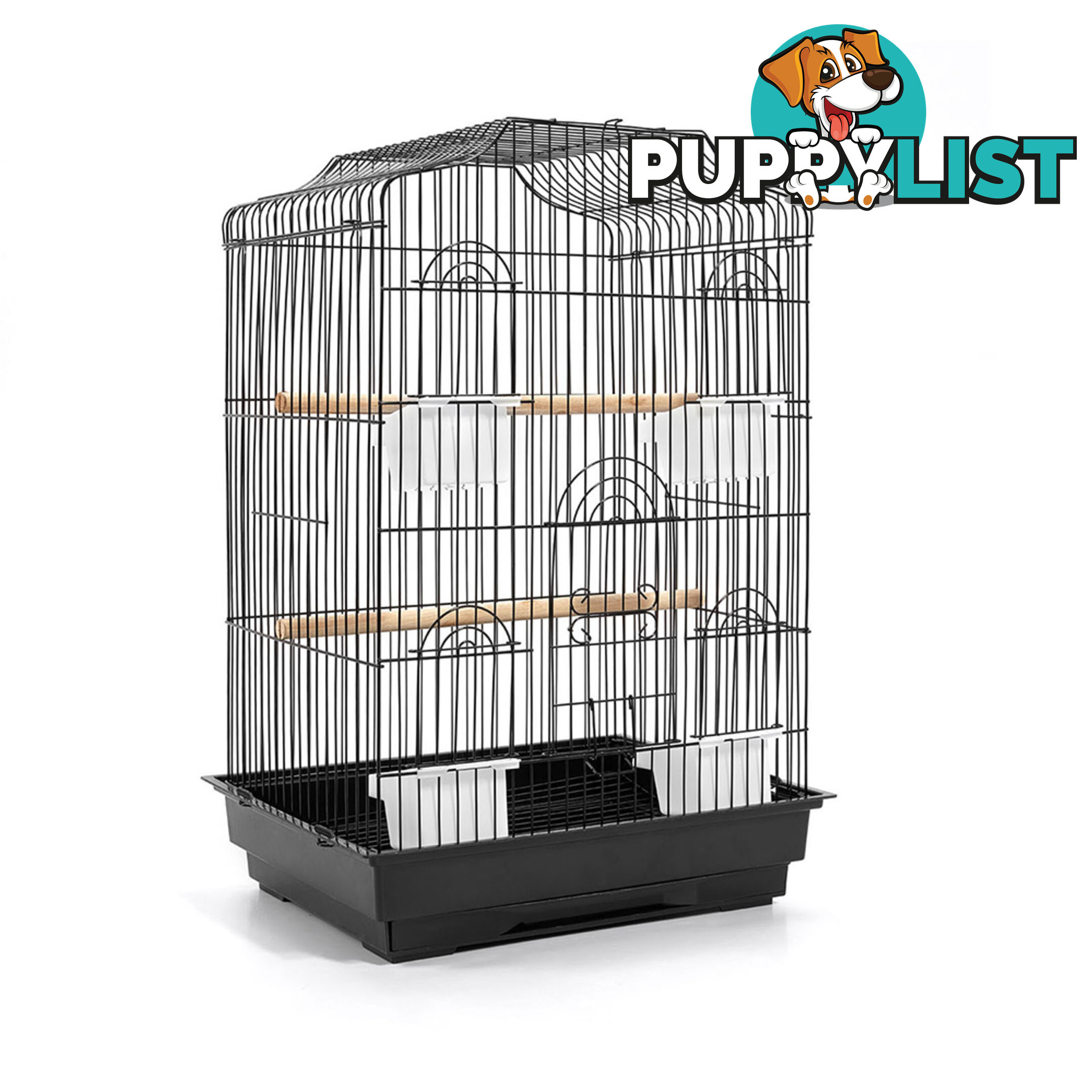 68cm Medium Bird Cage Parrot Budgie Canary Pet Carry Wrough Iron Aviary Black