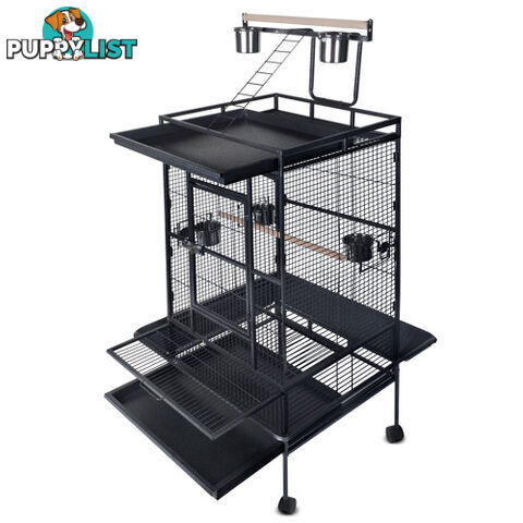 New 170cm Bird Cage Canary Parrot Budgie Pet Aviary Perches Stand Wheel Black