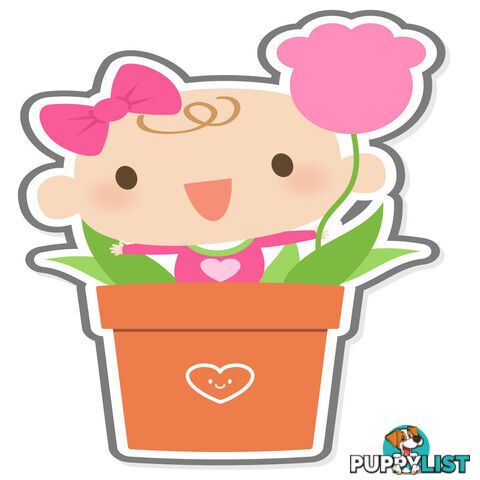 Flowerpot Girl Wall Stickers - Totally Movable