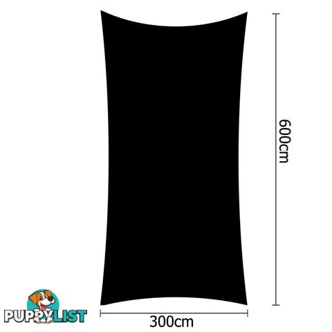 Heavy Duty Rectangle Shade Sail Cloth Sun Canopy Shadecloth 3 x 6M Black 280g/m2