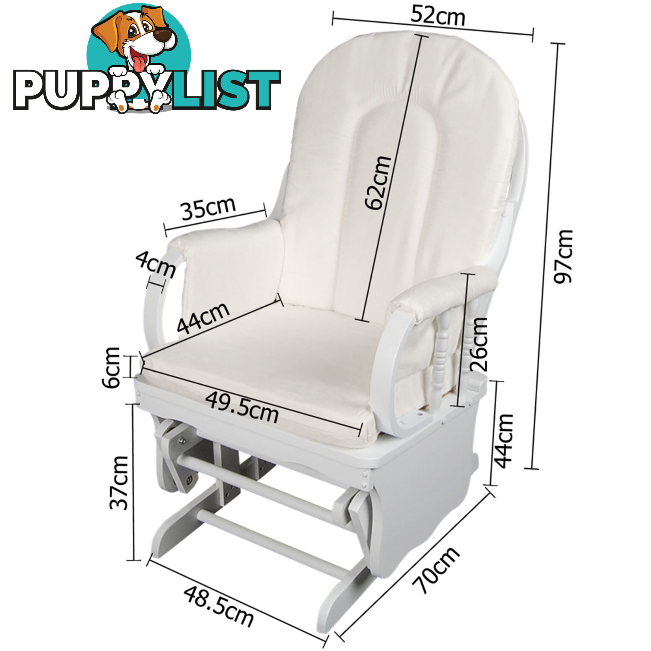 Comfort Baby Breast Feeding Rocking Sliding Glider Nursing Chair Ottoman White