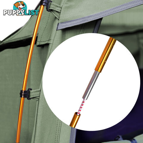 King Single Swag Canvas Camping Tent Aluminium Pole Carry Bag Air Pillow Green