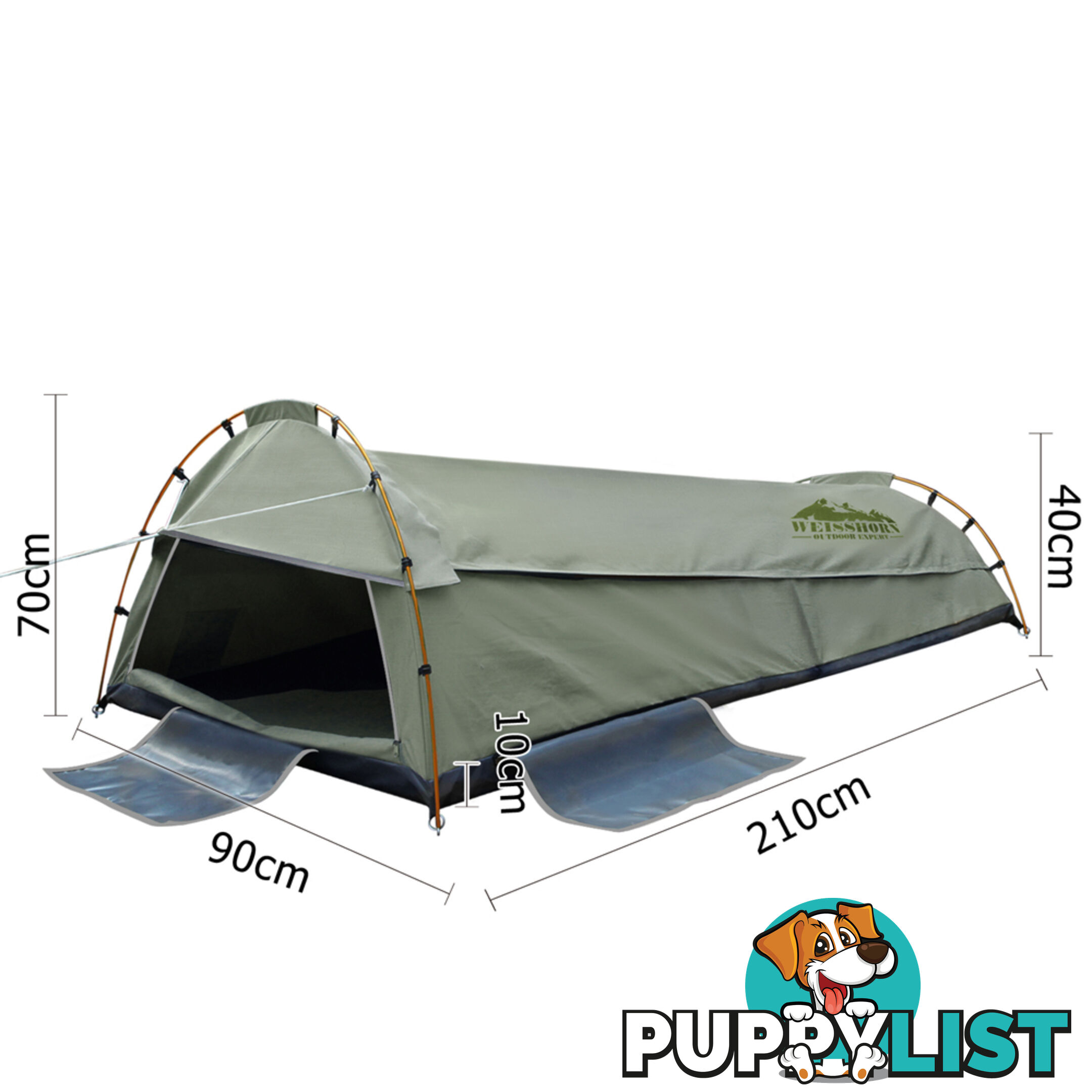 King Single Swag Canvas Camping Tent Aluminium Pole Carry Bag Air Pillow Green