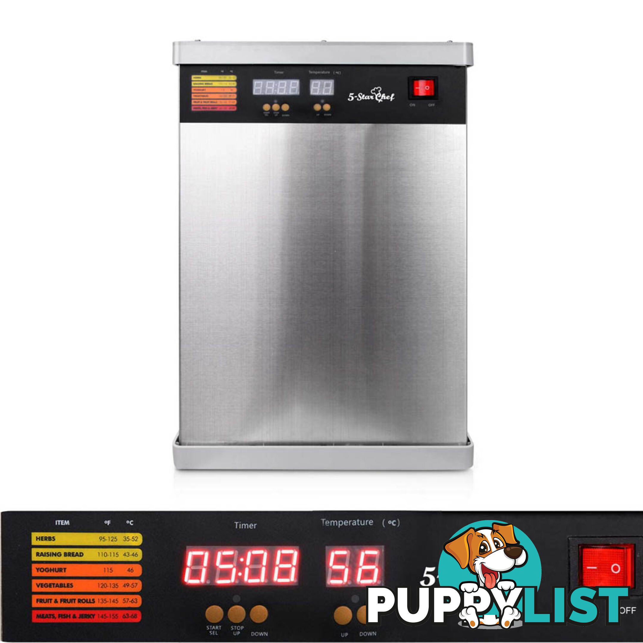 8 Trays Commercial Food Dehydrator Stainless Steel Jerky Dry Fruit Maker LED