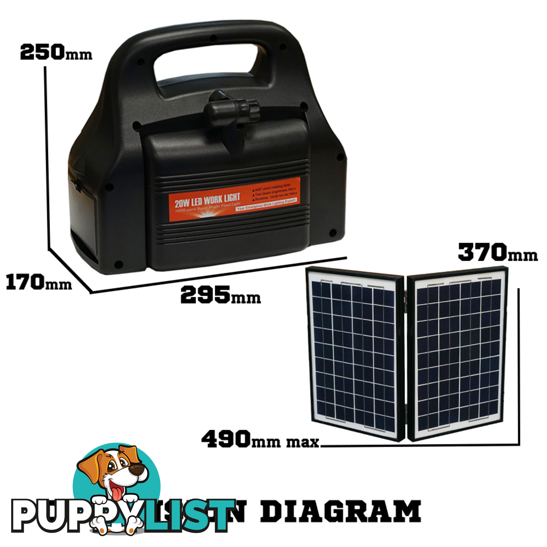 Portable Jump Start Power Station Battary Charger 20w Work Light Solar Panel