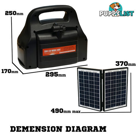 Portable Jump Start Power Station Battary Charger 20w Work Light Solar Panel