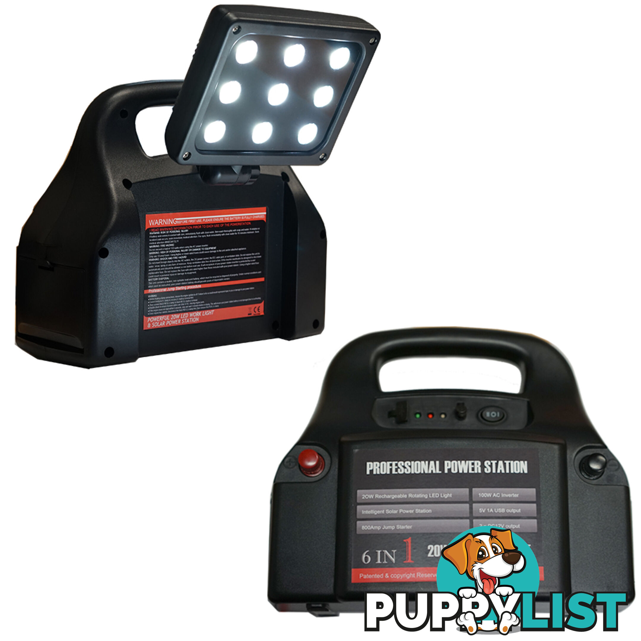 Portable Jump Start Power Station Battary Charger 20w Work Light Solar Panel