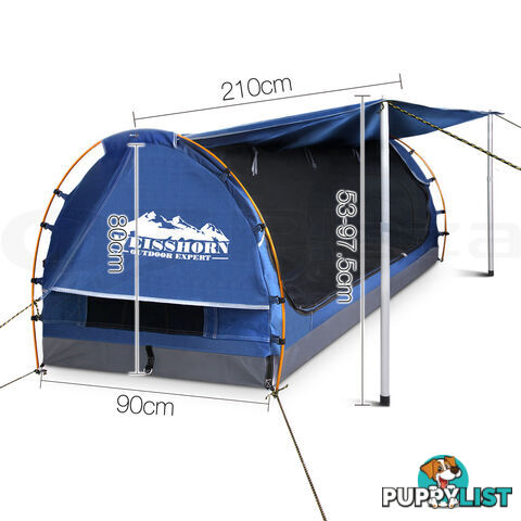 Free Standing Camping Canvas Swag Dome Tent 6cm Mattress Pillow King Single Blue