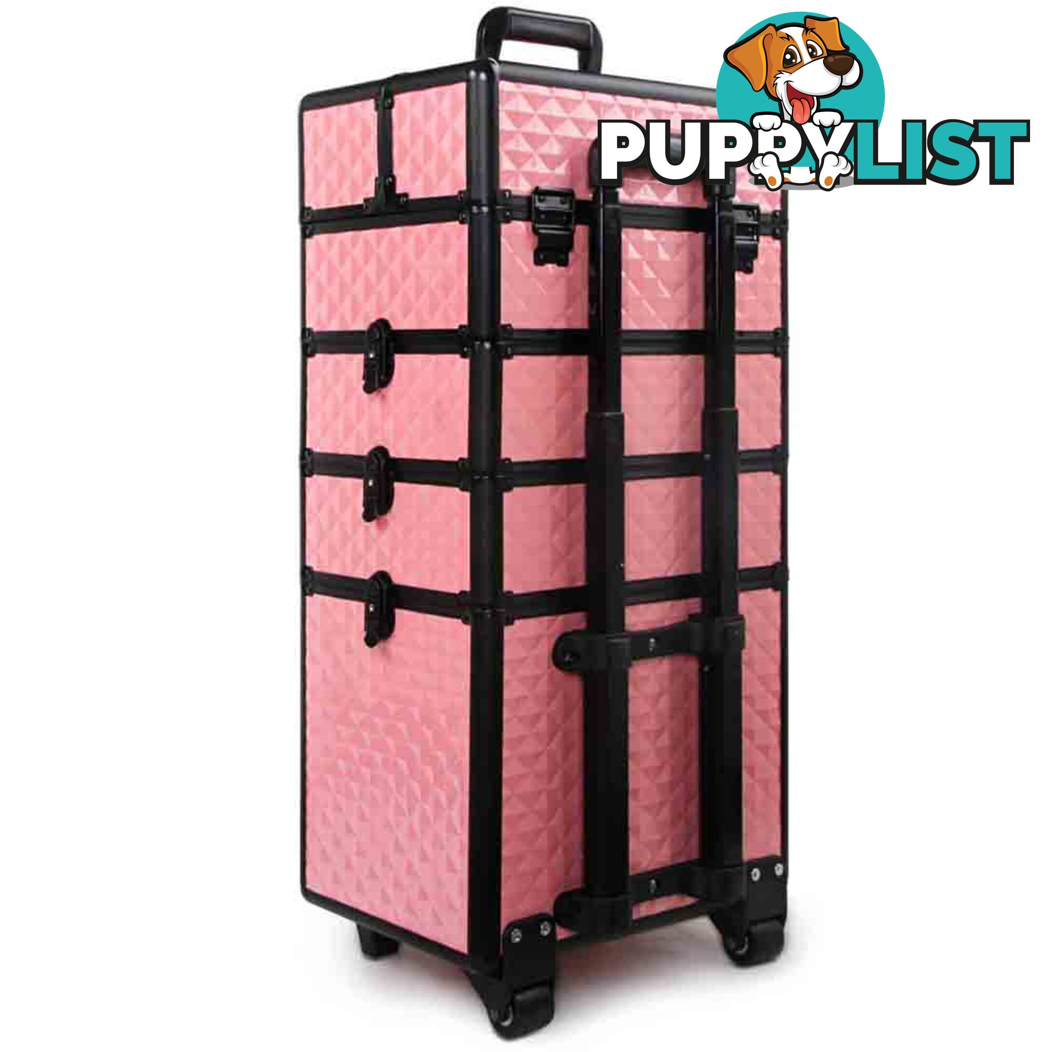 7in1 Professional Makeup Case Beauty Cosmetic Trolley Organiser Box Diamond Pink