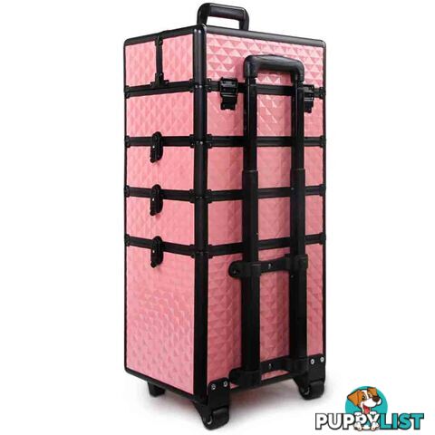 7in1 Professional Makeup Case Beauty Cosmetic Trolley Organiser Box Diamond Pink