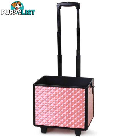 7in1 Professional Makeup Case Beauty Cosmetic Trolley Organiser Box Diamond Pink