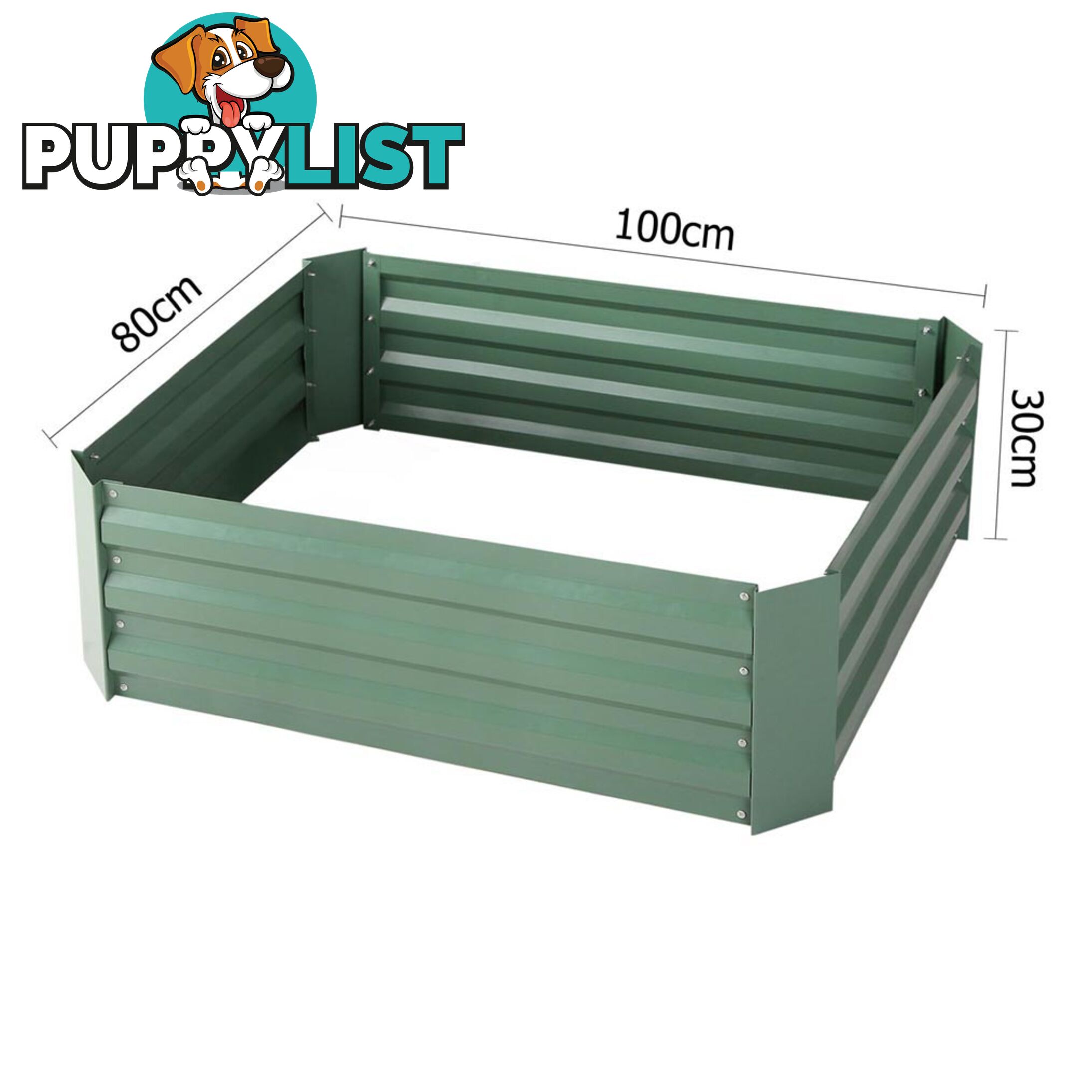 Galvanised Raised Garden Bed 100 x 80cm Green