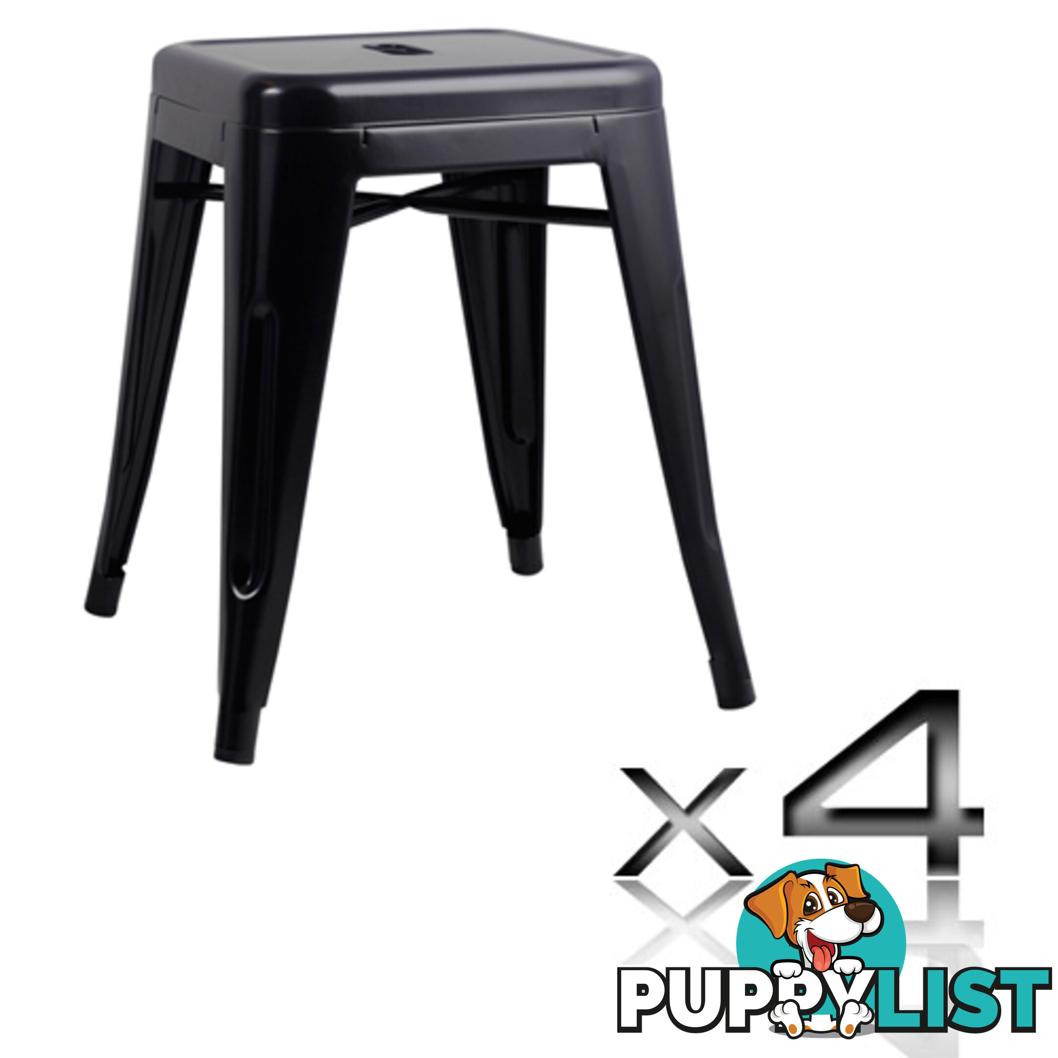 Set of 4 Replica Tolix Kitchen Bar Stool 46cm Black