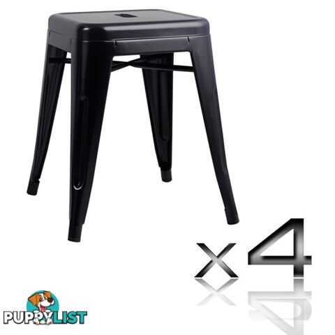 Set of 4 Replica Tolix Kitchen Bar Stool 46cm Black