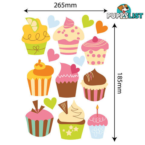 Medium Size Cute Cupcakes Wall Stickers - Totally Movable and Reusable