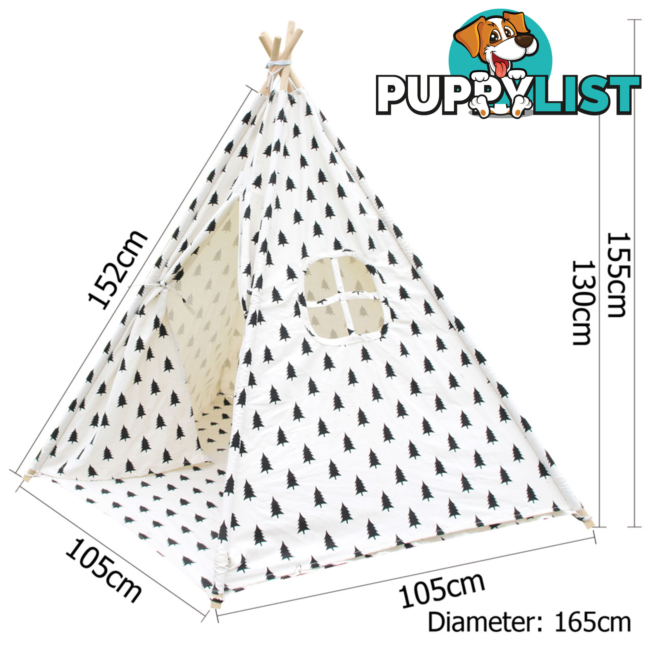 Children Play Tent Kids Teepee Pretend Playhouse Outdoor Indoor Tipi Black White