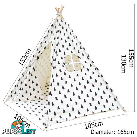 Children Play Tent Kids Teepee Pretend Playhouse Outdoor Indoor Tipi Black White