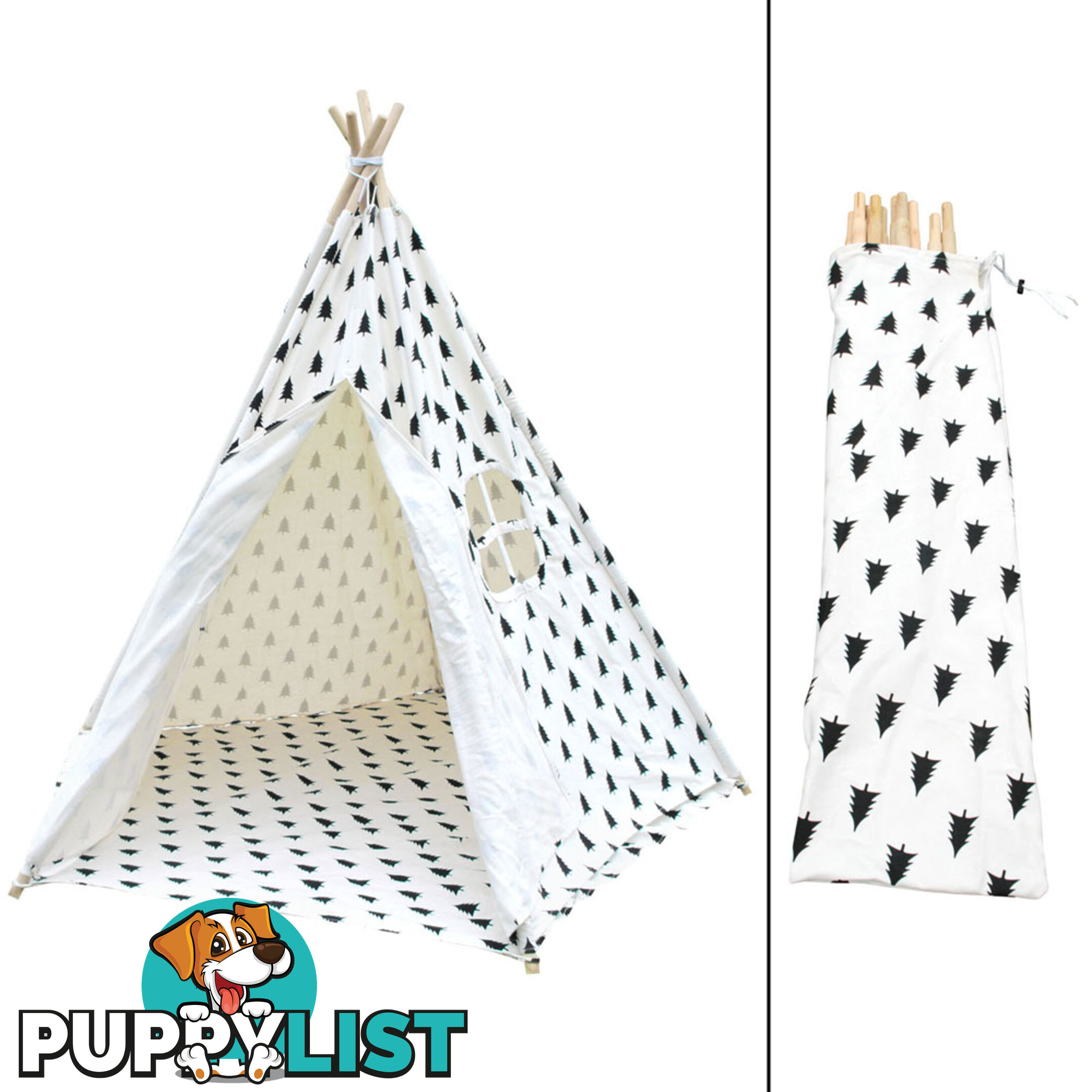 Children Play Tent Kids Teepee Pretend Playhouse Outdoor Indoor Tipi Black White