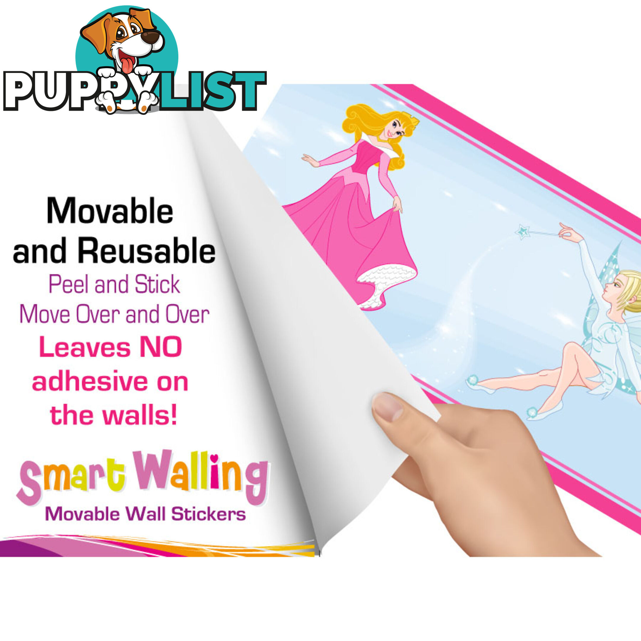 Girls Princess Wall Border Stickers - Totally Movable