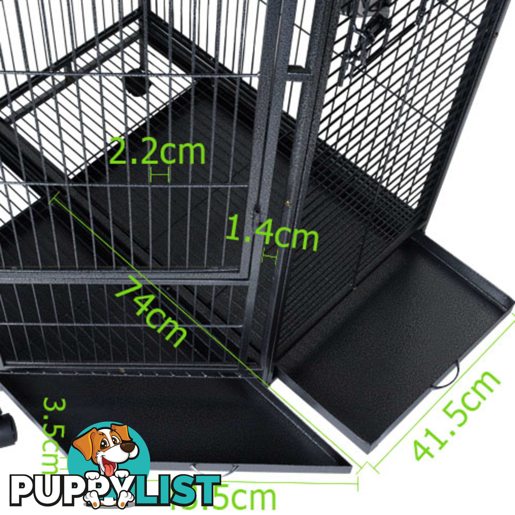 Large Bird Cage 162cm Parrot Pet Aviary Perches Feeders Lockable Wheel Black