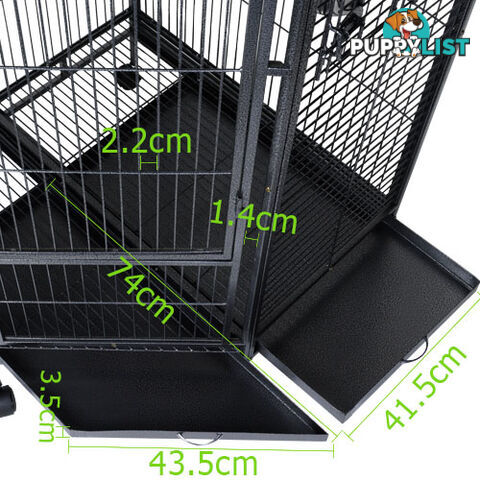 Large Bird Cage 162cm Parrot Pet Aviary Perches Feeders Lockable Wheel Black