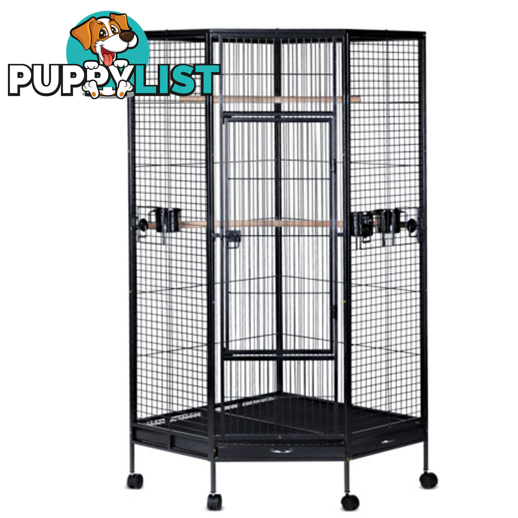 Large Bird Cage 162cm Parrot Pet Aviary Perches Feeders Lockable Wheel Black