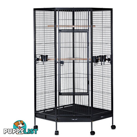 Large Bird Cage 162cm Parrot Pet Aviary Perches Feeders Lockable Wheel Black