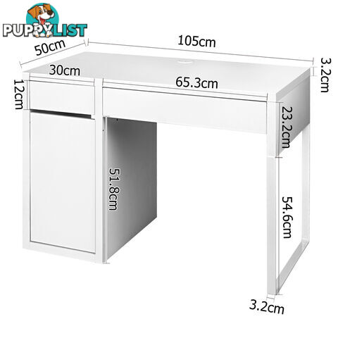 Office Study Computer Desk Cabinet White