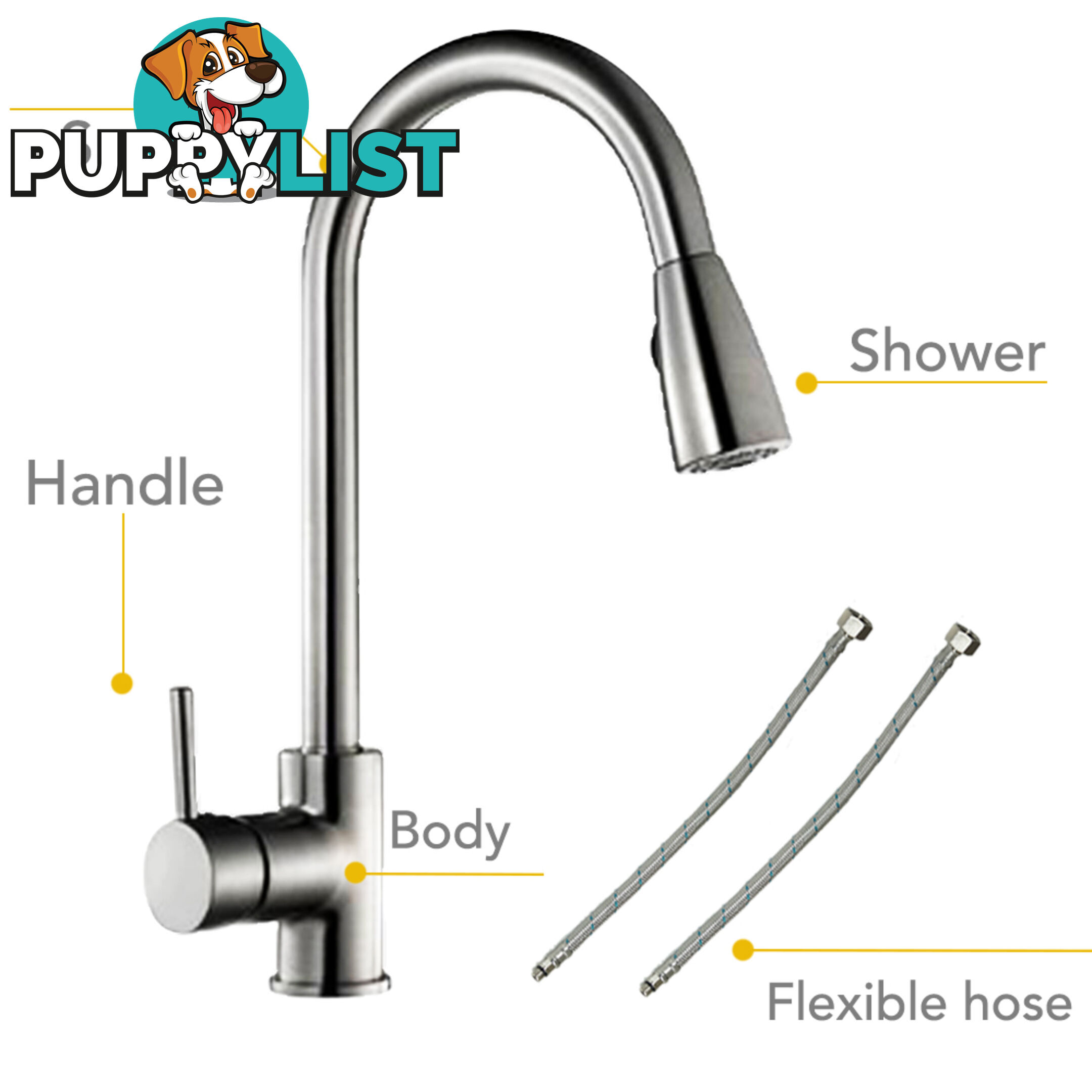 Kitchen Sink Basin Mixer Faucet 360Á Swivel Pull Out Spout Hose Tap