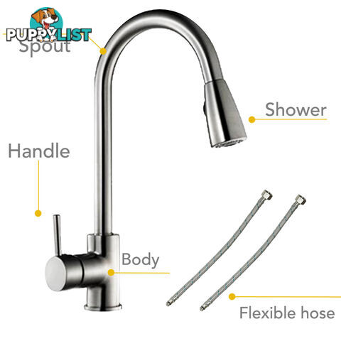 Kitchen Sink Basin Mixer Faucet 360Á Swivel Pull Out Spout Hose Tap