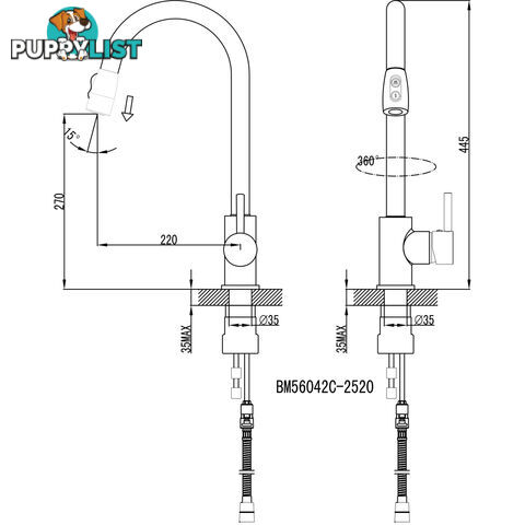 Kitchen Sink Basin Mixer Faucet 360Á Swivel Pull Out Spout Hose Tap