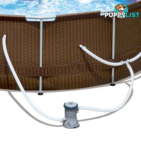 12Ft Above Ground Swimming Pool 3.66M x 1M Filter Pump Rattan Steel Frame