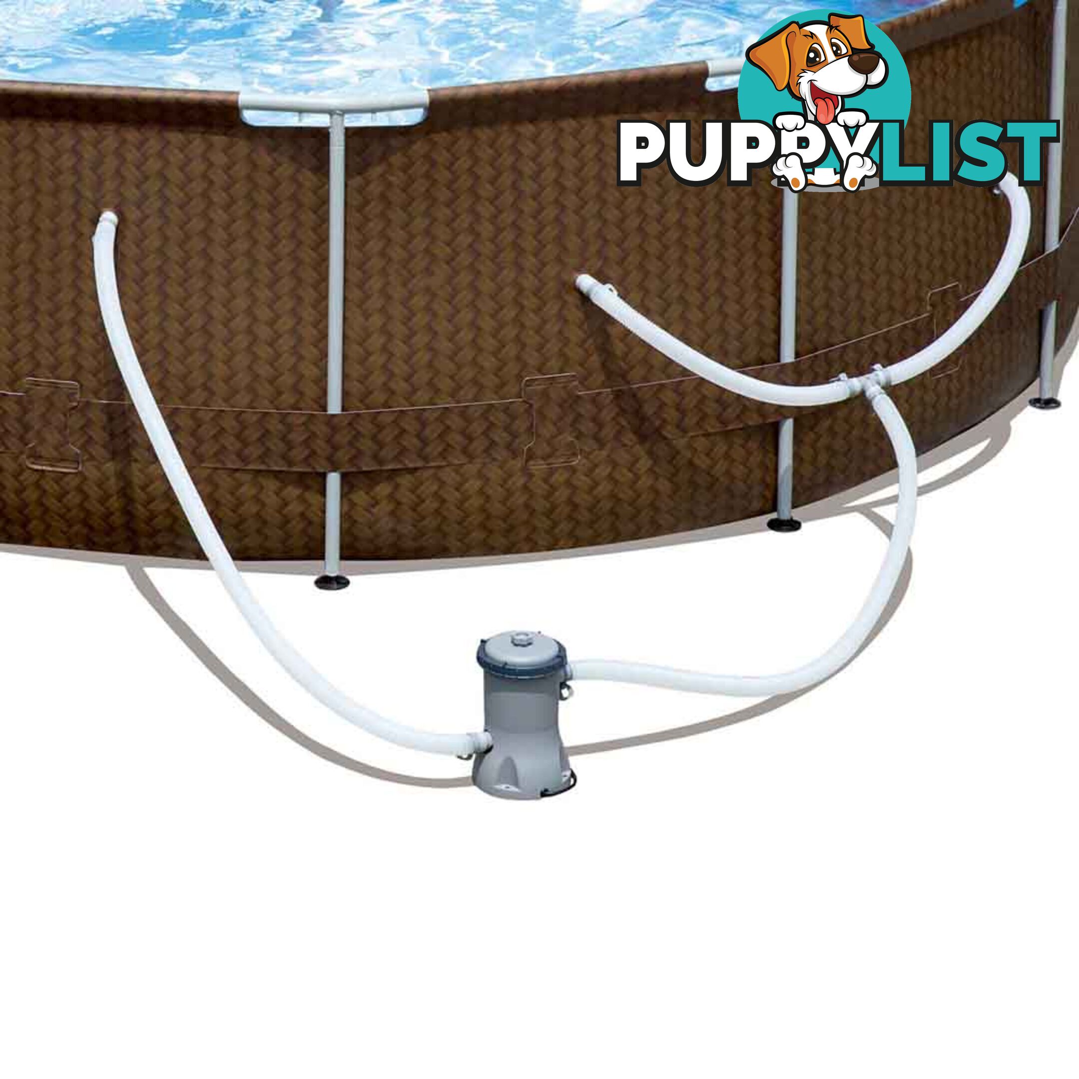 12Ft Above Ground Swimming Pool 3.66M x 1M Filter Pump Rattan Steel Frame