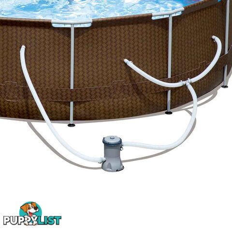 12Ft Above Ground Swimming Pool 3.66M x 1M Filter Pump Rattan Steel Frame