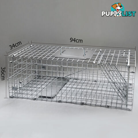 Humane Animal Trap Cage Cat Possum Rabbit Fox Koala Hare Bird Live Catch 94x34CM