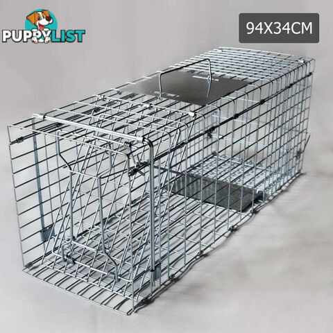 Humane Animal Trap Cage Cat Possum Rabbit Fox Koala Hare Bird Live Catch 94x34CM