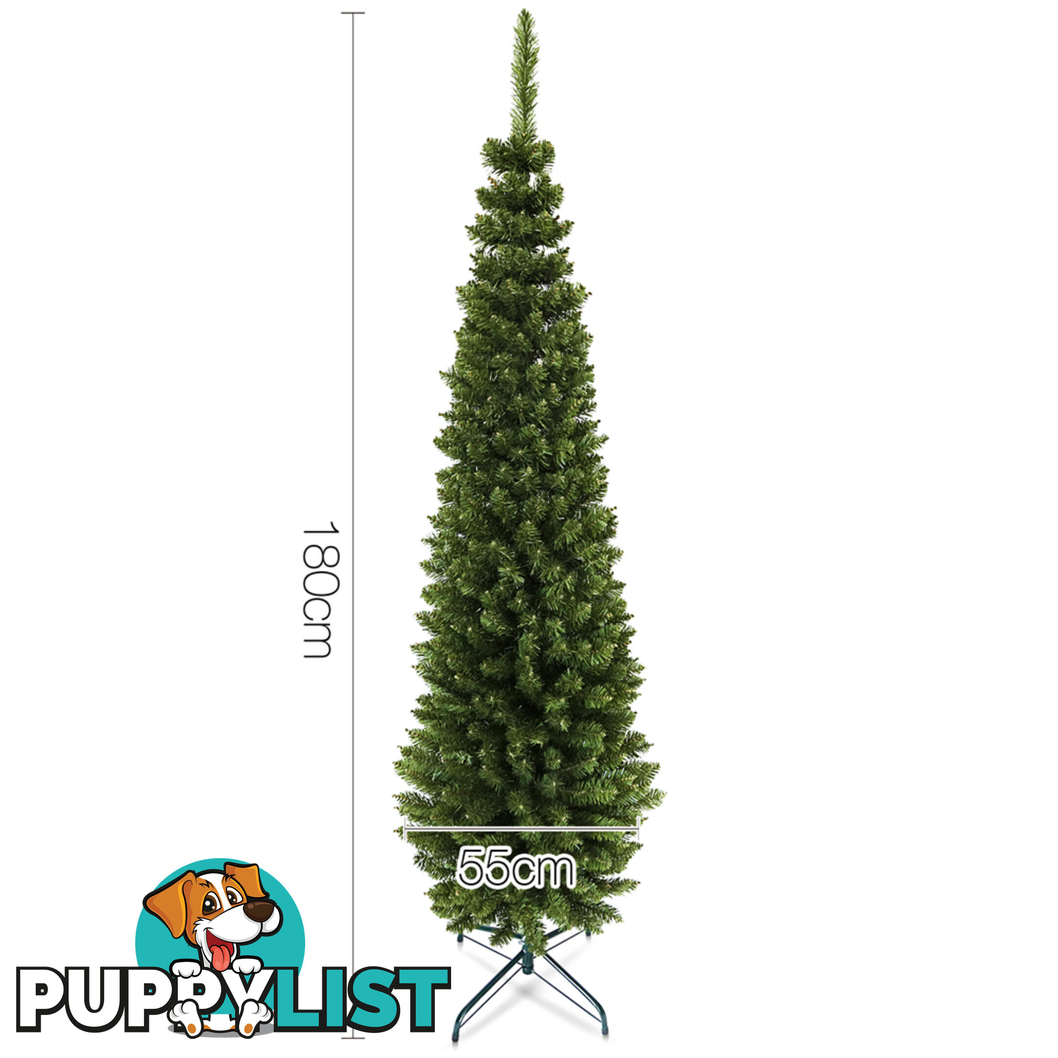 6FT Premium Slim Christmas Tree 180CM Xmas Decorate Steel Base Green