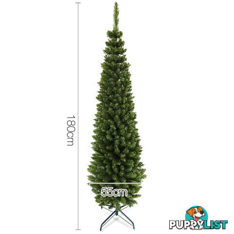 6FT Premium Slim Christmas Tree 180CM Xmas Decorate Steel Base Green