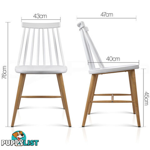 2 x Replica Windsor Dining Chairs Vintage Style Kitchen Bar Cafe Chair White