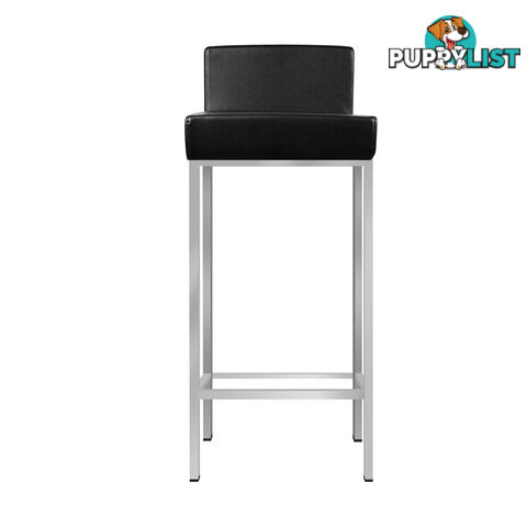 2 x Modern Low Backrest Bar Stool PU Leather Cafe Kitchen Bar Chair Seat Black